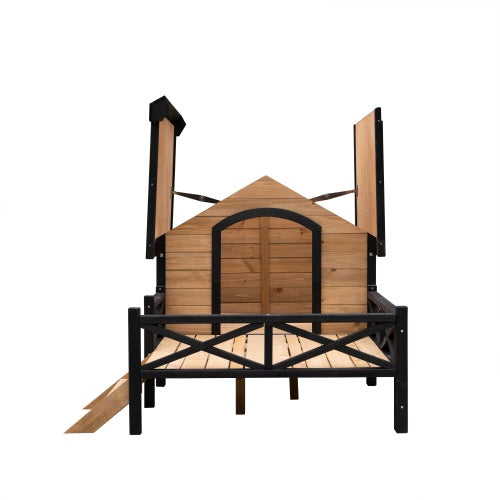 Cuccia Grande in Legno Stile Cabina con Portico per Esterni