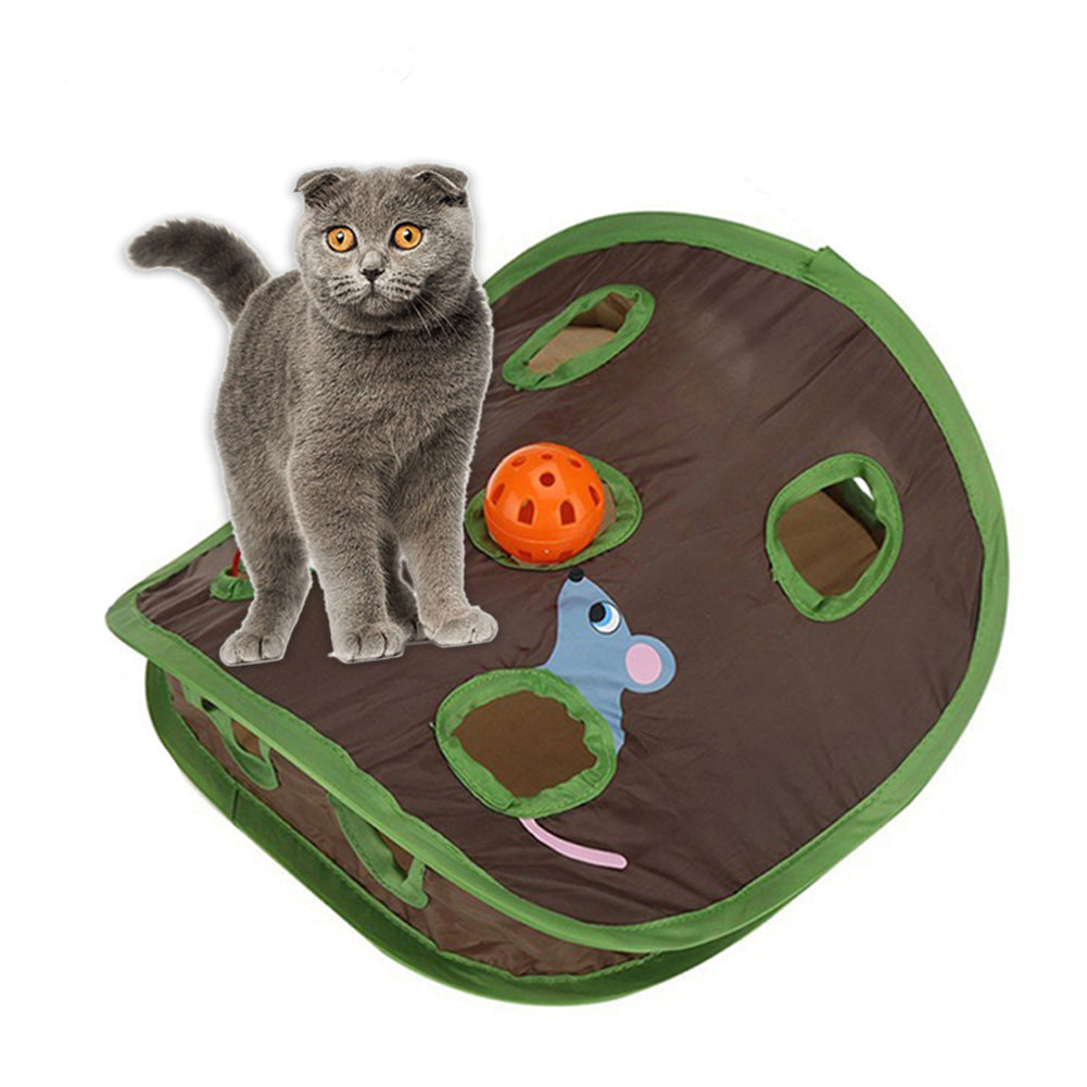 Simpatico Gioco Interattivo Nascondino per Gatti, 9 Fori, Tunnel, Caccia al Topo, Giocattolo per L'Intelligenza, Foro Nascosto per Animali Domestici, Giocattoli Pieghevoli per Gattini