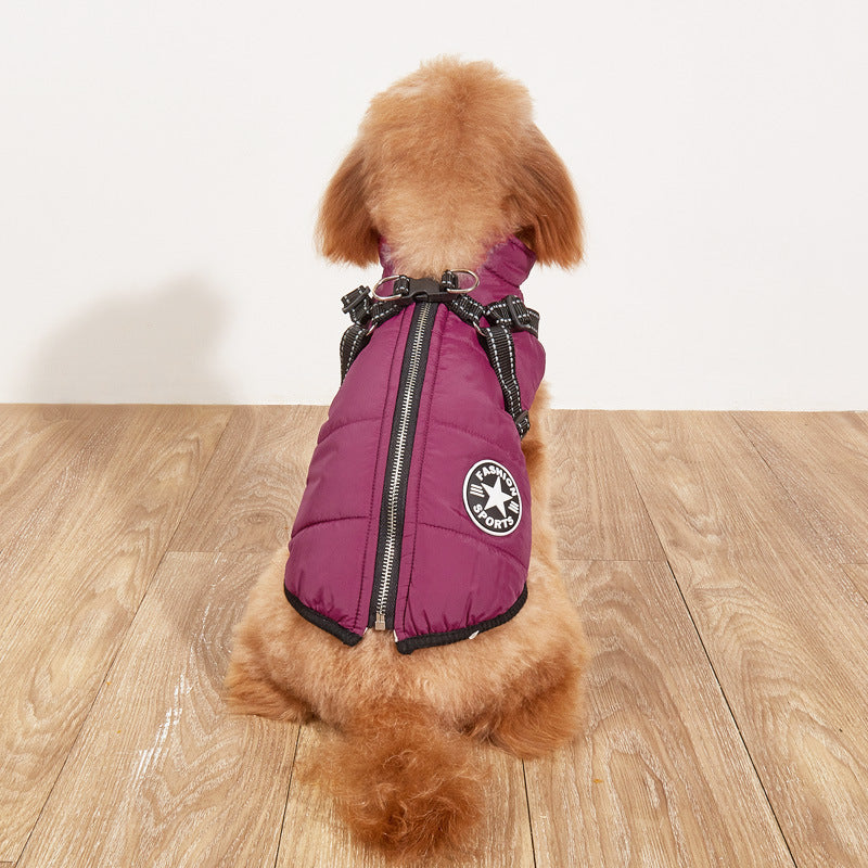 Vestiti imbottiti in cotone per cani, caldi, foderati in pile, spessi, riflettenti, con bretelle