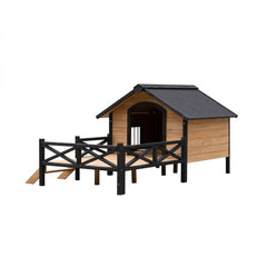Cuccia Grande in Legno Stile Cabina con Portico per Esterni