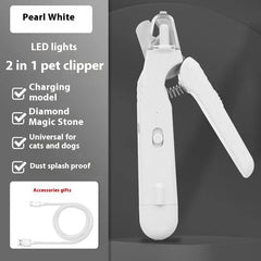 2 in 1 Tagliaunghie per animali domestici con luce LED forbici speciali per linea di sangue per cani e gatti multifunzione tagliaunghie per zampe di animali forniture per animali domestici