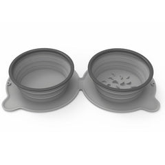 Ciotole doppie portatili in silicone per cibo per cani Ciotola pieghevole antiscivolo per gatti Ciotola anti-soffocamento da viaggio per animali domestici da esterno