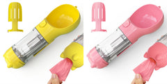 Borraccia Portatile 3 in 1 per Cani con Ciotola per Acqua, Dispenser di Sacchetti Igenici per Rifiuti e Borraccia per Animali Domestici, per Viaggi all'Aperto