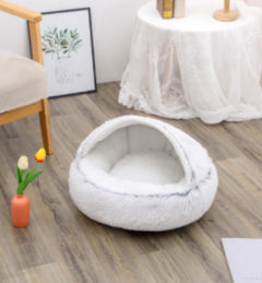 Lettino 2 in 1 per cani e gatti, letto invernale rotondo in peluche caldo, morbido letto in peluche lungo per animali domestici, prodotti per animali domestici