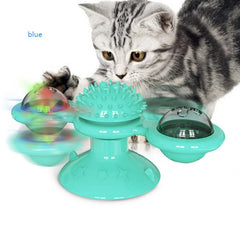 Gatto Girevole Mulino a Vento Giocattoli Multifunzione Dispositivo per Grattarsi Prurito Giocattolo per Pulizia Denti