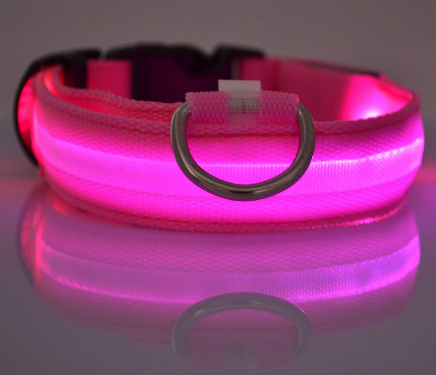 Collare luminoso a LED in nylon per animali domestici, sicurezza notturna, lampeggiante, che si illumina al buio, per cani e gatti, regolabile, forniture per animali domestici