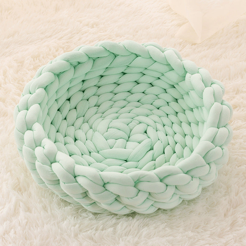 Cuccia per Gatti, Cuscino Morbido in Peluche Lungo, Tappeto Caldo per Animali Domestici, Carino Cuccia per Gatti, Letto Cesto Rotondo Soffice, Tocco Confortevole, Prodotti per Animali Domestici