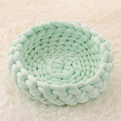 Cuccia per Gatti, Cuscino Morbido in Peluche Lungo, Tappeto Caldo per Animali Domestici, Carino Cuccia per Gatti, Letto Cesto Rotondo Soffice, Tocco Confortevole, Prodotti per Animali Domestici
