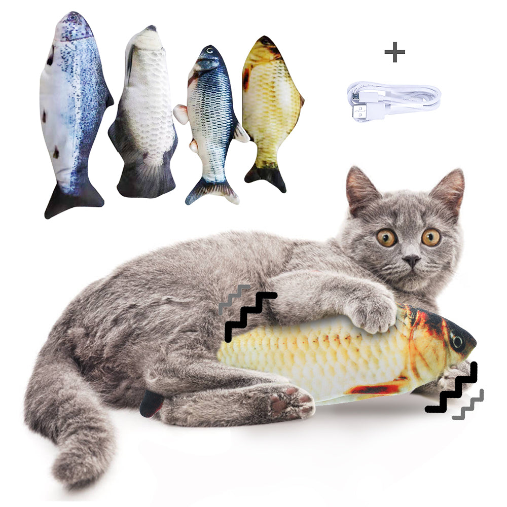 Versione senza erba gatta - Simulazione di pesce elettrico saltellante Giocattolo pesce elettrico