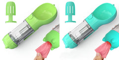 Borraccia Portatile 3 in 1 per Cani con Ciotola per Acqua, Dispenser di Sacchetti Igenici per Rifiuti e Borraccia per Animali Domestici, per Viaggi all'Aperto