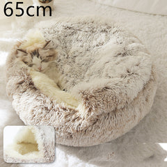 Lettino 2 in 1 per cani e gatti, letto invernale rotondo in peluche caldo, morbido letto in peluche lungo per animali domestici, prodotti per animali domestici