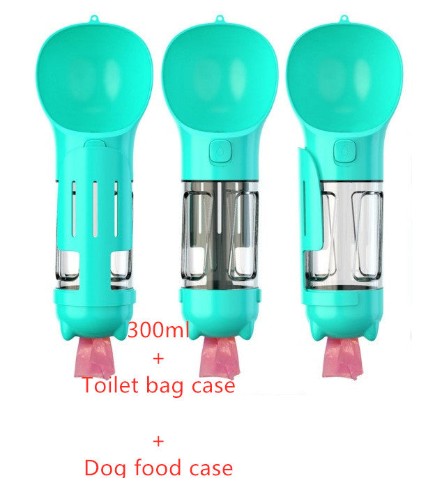 Borraccia Portatile 3 in 1 per Cani con Ciotola per Acqua, Dispenser di Sacchetti Igenici per Rifiuti e Borraccia per Animali Domestici, per Viaggi all'Aperto
