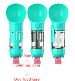 Borraccia Portatile 3 in 1 per Cani con Ciotola per Acqua, Dispenser di Sacchetti Igenici per Rifiuti e Borraccia per Animali Domestici, per Viaggi all'Aperto