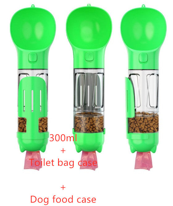 Borraccia Portatile 3 in 1 per Cani con Ciotola per Acqua, Dispenser di Sacchetti Igenici per Rifiuti e Borraccia per Animali Domestici, per Viaggi all'Aperto
