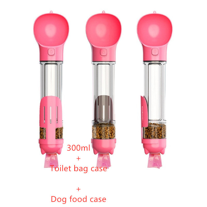 Borraccia Portatile 3 in 1 per Cani con Ciotola per Acqua, Dispenser di Sacchetti Igenici per Rifiuti e Borraccia per Animali Domestici, per Viaggi all'Aperto