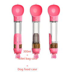 Borraccia Portatile 3 in 1 per Cani con Ciotola per Acqua, Dispenser di Sacchetti Igenici per Rifiuti e Borraccia per Animali Domestici, per Viaggi all'Aperto
