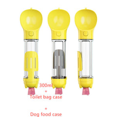 Borraccia Portatile 3 in 1 per Cani con Ciotola per Acqua, Dispenser di Sacchetti Igenici per Rifiuti e Borraccia per Animali Domestici, per Viaggi all'Aperto