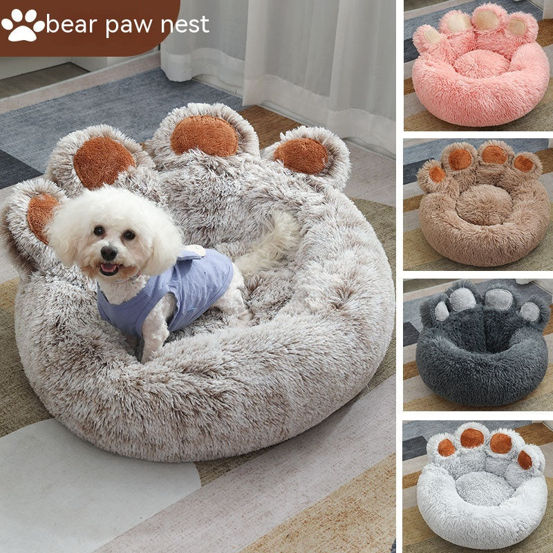Cuccia a forma di mano calda invernale in peluche per animali domestici