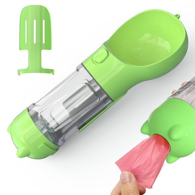 Borraccia Portatile 3 in 1 per Cani con Ciotola per Acqua, Dispenser di Sacchetti Igenici per Rifiuti e Borraccia per Animali Domestici, per Viaggi all'Aperto