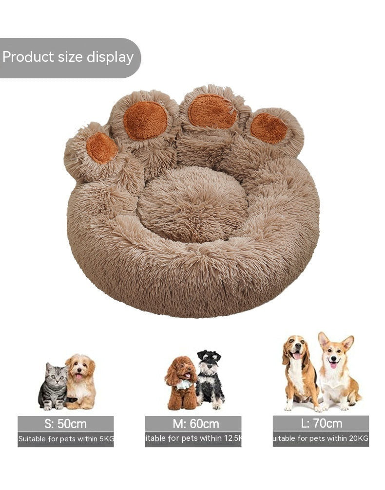 Cuccia a forma di mano calda invernale in peluche per animali domestici