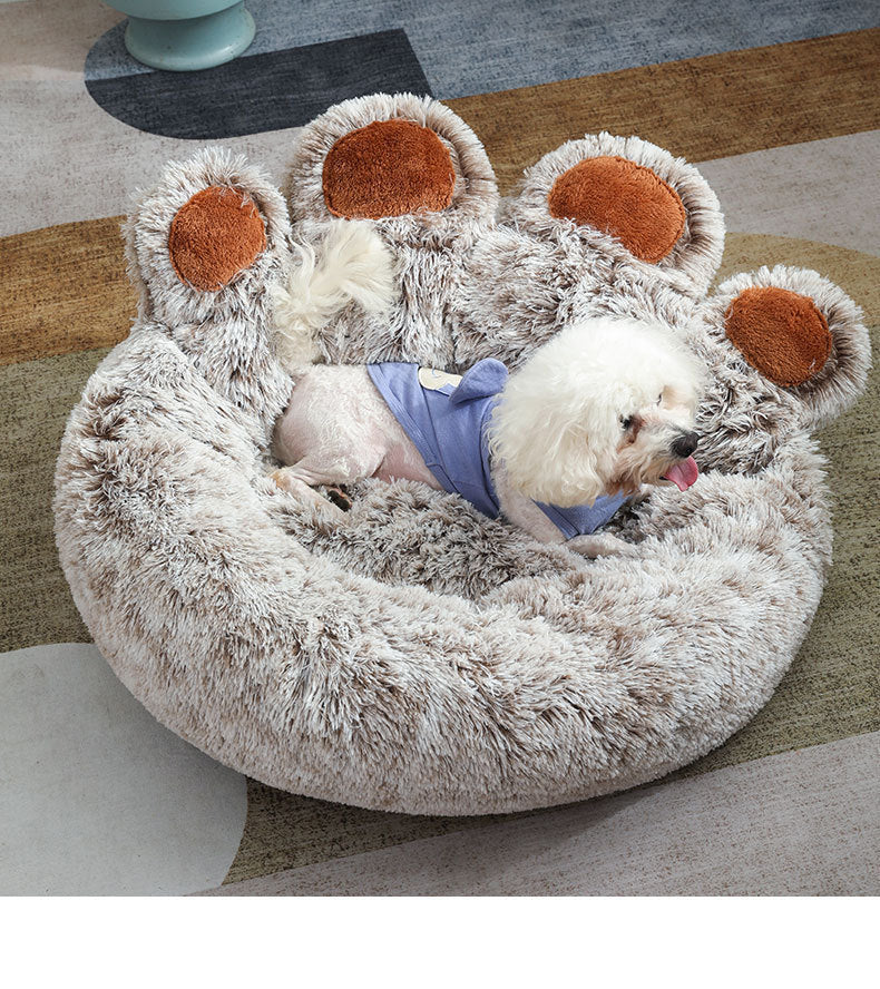 Cuccia a forma di mano calda invernale in peluche per animali domestici