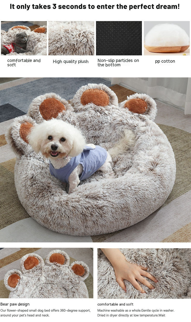 Cuccia a forma di mano calda invernale in peluche per animali domestici