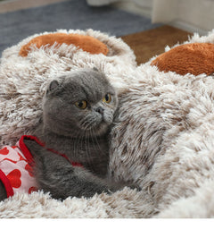 Cuccia a forma di mano calda invernale in peluche per animali domestici