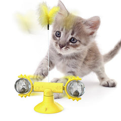 Gatto Girevole Mulino a Vento Giocattoli Multifunzione Dispositivo per Grattarsi Prurito Giocattolo per Pulizia Denti