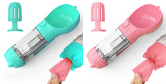 Borraccia Portatile 3 in 1 per Cani con Ciotola per Acqua, Dispenser di Sacchetti Igenici per Rifiuti e Borraccia per Animali Domestici, per Viaggi all'Aperto