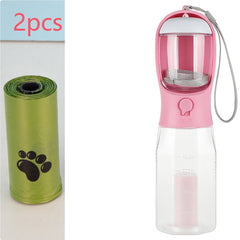 Borraccia portatile per gatti e cani, distributore di cibo, beverino e raccoglitore di deiezioni, 3 in 1, a prova di perdite, multifunzione, prodotti per animali domestici