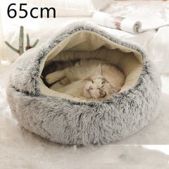 Lettino 2 in 1 per cani e gatti, letto invernale rotondo in peluche caldo, morbido letto in peluche lungo per animali domestici, prodotti per animali domestici