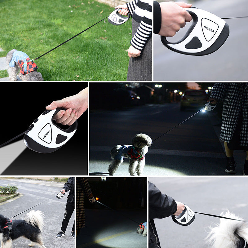 Guinzaglio Retrattile Automatico per Cani in Fibra con Luce LED Notturna di Sicurezza, Guinzaglio Allungabile Automatico per Cani, Articoli per Animali Domestici
