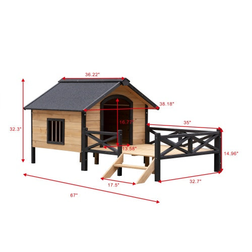Cuccia Grande in Legno Stile Cabina con Portico per Esterni
