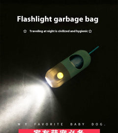 Dispenser per sacchetti igienici per animali domestici con luce LED per cani gatti, sacchetti per raccogliere le feci del cane, porta sacchetti igienici, accessori per la pulizia degli animali domestici