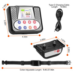 1 Set di Collare Addestramento Remoto per Cane con Recinto Wireless da 300 Metri, Ricevitore Impermeabile IPX6 con Modalità Bip Vibrazione Scossa da 0-9 Livelli, Sistema Trasmettitore Ricaricabile a 4 Canali