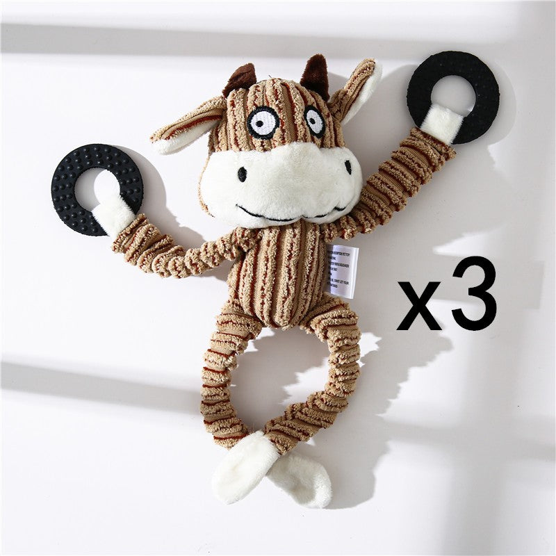 Gioco per Animali Domestici a Forma di Asino Giocattolo da Masticare in Corduroy per Cani Cuccioli con Squeak Morbido Osso di Peluche Gioco Molare per Cani Gioco per Addestramento Cani
