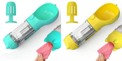 Borraccia Portatile 3 in 1 per Cani con Ciotola per Acqua, Dispenser di Sacchetti Igenici per Rifiuti e Borraccia per Animali Domestici, per Viaggi all'Aperto