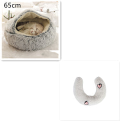 Lettino 2 in 1 per cani e gatti, letto invernale rotondo in peluche caldo, morbido letto in peluche lungo per animali domestici, prodotti per animali domestici