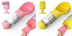Borraccia Portatile 3 in 1 per Cani con Ciotola per Acqua, Dispenser di Sacchetti Igenici per Rifiuti e Borraccia per Animali Domestici, per Viaggi all'Aperto