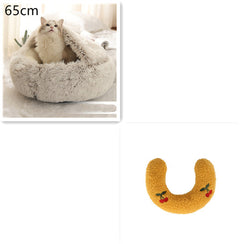 Lettino 2 in 1 per cani e gatti, letto invernale rotondo in peluche caldo, morbido letto in peluche lungo per animali domestici, prodotti per animali domestici