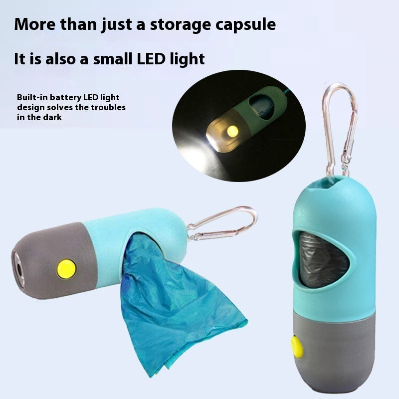 Dispenser per sacchetti igienici per animali domestici con luce LED per cani gatti, sacchetti per raccogliere le feci del cane, porta sacchetti igienici, accessori per la pulizia degli animali domestici