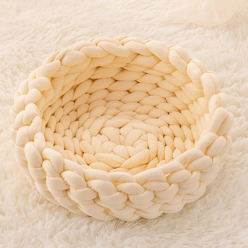 Cuccia per Gatti, Cuscino Morbido in Peluche Lungo, Tappeto Caldo per Animali Domestici, Carino Cuccia per Gatti, Letto Cesto Rotondo Soffice, Tocco Confortevole, Prodotti per Animali Domestici