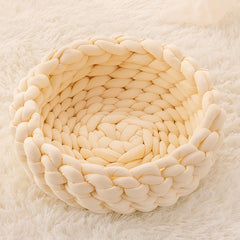 Cuccia per Gatti, Cuscino Morbido in Peluche Lungo, Tappeto Caldo per Animali Domestici, Carino Cuccia per Gatti, Letto Cesto Rotondo Soffice, Tocco Confortevole, Prodotti per Animali Domestici