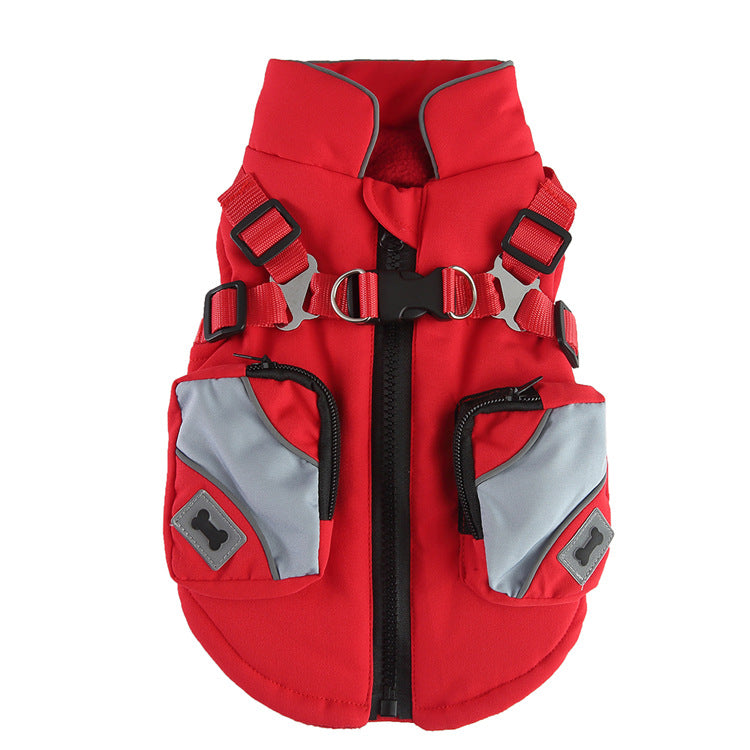 Vestito per cani in cotone invernale con cerniera, forniture per animali domestici