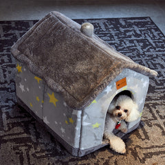 Cuccia Pieghevole per Cani Letto per Gatti Invernale Villa per Cani Cuccia Rimovibile Nido Caldo Grotta Chiusa Divano Forniture per Animali Domestici