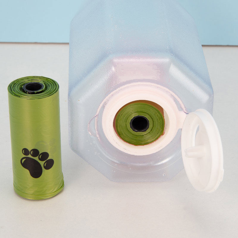Borraccia portatile per gatti e cani, distributore di cibo, beverino e raccoglitore di deiezioni, 3 in 1, a prova di perdite, multifunzione, prodotti per animali domestici