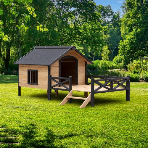 Cuccia Grande in Legno Stile Cabina con Portico per Esterni