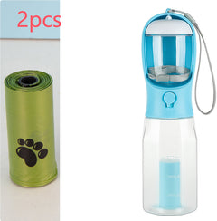 Borraccia portatile per gatti e cani, distributore di cibo, beverino e raccoglitore di deiezioni, 3 in 1, a prova di perdite, multifunzione, prodotti per animali domestici