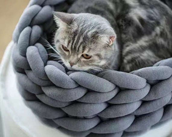 Cuccia per Gatti, Cuscino Morbido in Peluche Lungo, Tappeto Caldo per Animali Domestici, Carino Cuccia per Gatti, Letto Cesto Rotondo Soffice, Tocco Confortevole, Prodotti per Animali Domestici