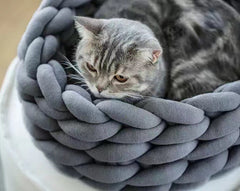 Cuccia per Gatti, Cuscino Morbido in Peluche Lungo, Tappeto Caldo per Animali Domestici, Carino Cuccia per Gatti, Letto Cesto Rotondo Soffice, Tocco Confortevole, Prodotti per Animali Domestici